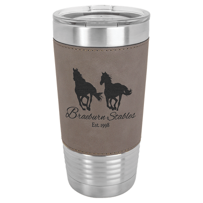 Gray Laserable Leatherette Tumbler with Clear Polar Camel 20 oz. Lid