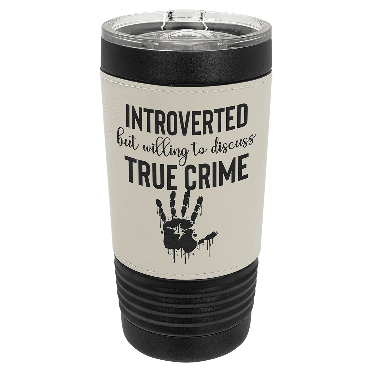 Black with White Polar Camel 20 oz. Leatherette Tumbler with Slider Lid